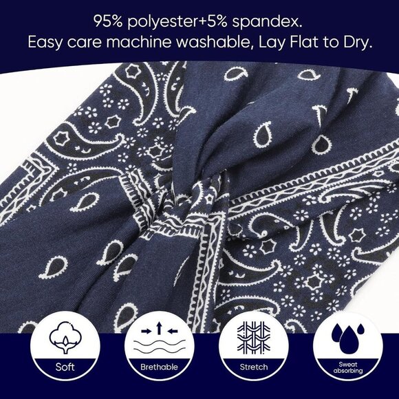Wide Women Headbands Elastic Boho Hairbands Large Knot Sport Scarf main image 6